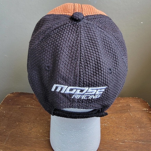 Moose Racing Hat Cap Men's Orange Black Baseball Strapback Adjustable - Picture 4 of 9